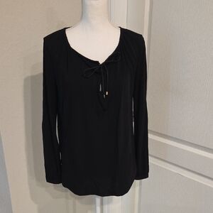 Ann Taylor Black Blouse with Bow Detail